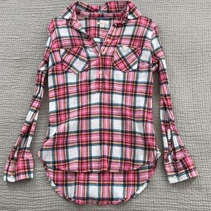 Long Sleeve Button-down Plaid Shirt